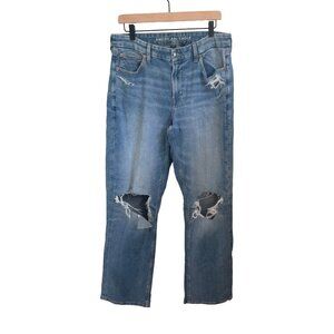 American Eagle Curvy Jeans Medium Wash Distressed Size 12 Long